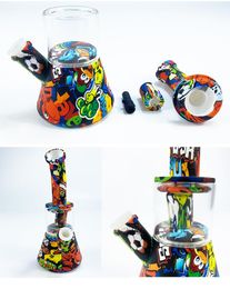 Filtre de narguilé incassable Bongs en Silicone percolateurs Perc tuyaux d'eau amovibles Bong fumer avec bol en verre Mini Dab Rig