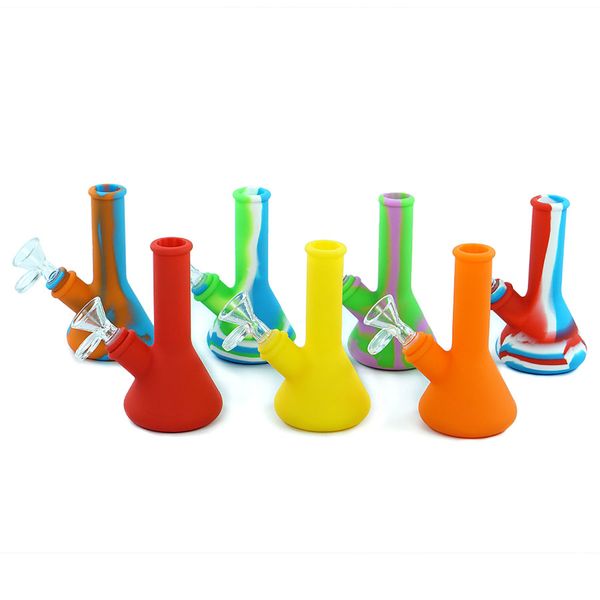 incassable nouveau petit bécher bongs 128mm68mm pipe à eau en silicone fumer bong béchers tuyaux dab rig avec bol en verre fumée tabac plates-formes pétrolières b