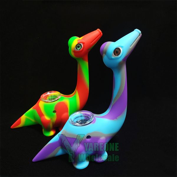 Silicone incassable dinosaure fumer tuyau eau barboteur bong Kit narguilé Rasta plastique tabac main tuyau YAREONE