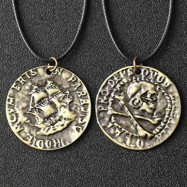 Uncharted 4 Collier Nathan Drake Mystérieux Sea Area Crâne Cross Bone Pirate Coin Vintage Pendentif Film Jeu Bijoux Entier J13128