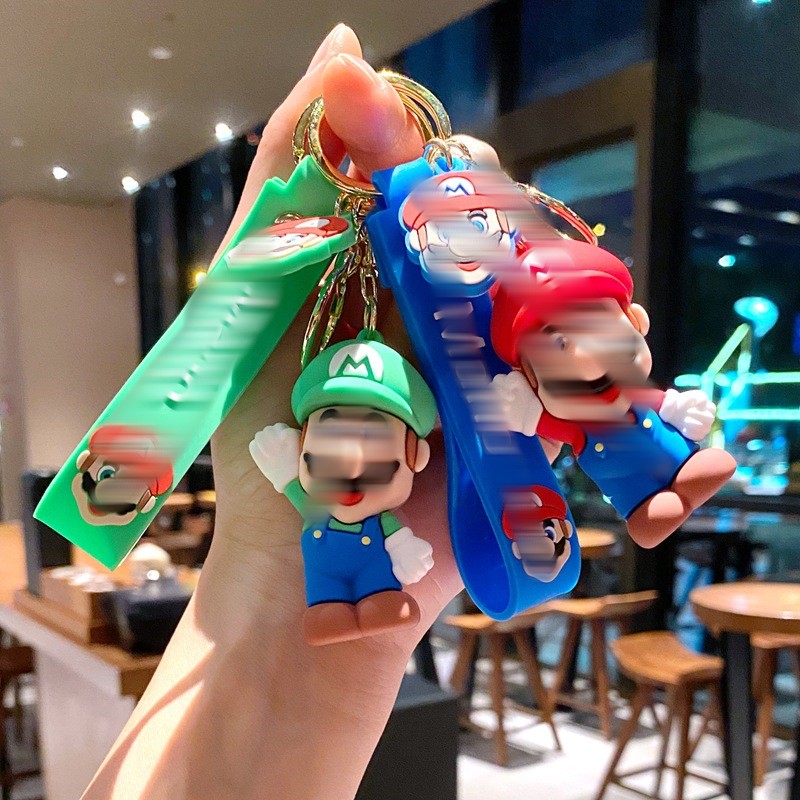 Marios Anime em torno de PVC Chaveiro Boneca Carro Decoração Menino Presente Bonito