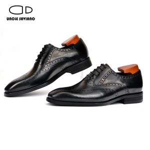 Oncle Saviano 5980 Oxford Brogue Dress Fashion Fashion Mariage Formal Best Man Shoe Business Black Great Leather Chaussures pour hommes S