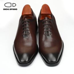 Oncle Saviano 9433 Oxford Dress Mariage classique Business Wedding Best Man Shoe Designer Formal Greil Leather Office Chaussures pour hommes S