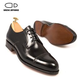 Oncle Saviano 9897 Derby Robe For Weddding Party Best Man Shoe Geatine Leather Fashion Designer Brogue Men Chaussures Original S