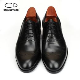 Oncle Saviano Brogue Oxford Robe Wedding Best Man Shoe authentine cuir en cuir réel articulé des chaussures formelles Men Original