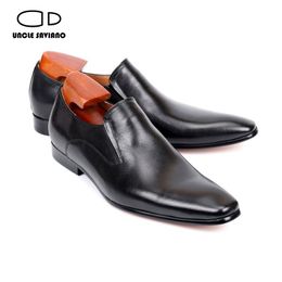 Uncle Saviano Elegent Loafers Dress Wedding Party Best Man Shoe Genuine Leather Formal Designer Shoes for Men Original