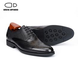 Oncle Saviano luxe Oxford hommes chaussures habillées mode affaires à la main bureau concepteur élégant en cuir véritable chaussures hommes Original