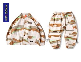 UnledOnjm 2 pièces sets hommes chemises Tracksuis de survêtement hommes set camouflage pantalon streetwear joggers Pant