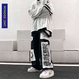 UN -CLEDONJM Cartoon Patchwork broek Hip Hop Streetwear Cargo Pants 2021 Mens kleding Urban broek Men 20115 G1007 295Y