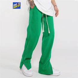 UNCLEDONJM Hip hop pantalones de color sólido pantalones casuales hombres pantalones de moda simples ropa de calle pantalones rectos sueltos pantalones de chándal 220621