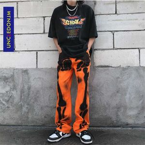 Uncledonjm Skeleton Denim Hip Hop Jeans Designer Broek Mannen Kleding WO Streetwear Graffiti Broeken T2-A213 211108
