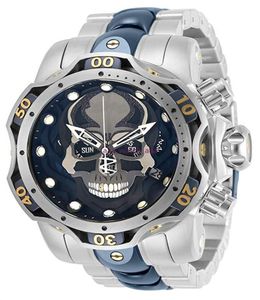 Invaincu Gen III Skull Black Steel Chronograph Mouvement japonais 52 mm Regardez de nouveaux cadeaux d'horloge9240741