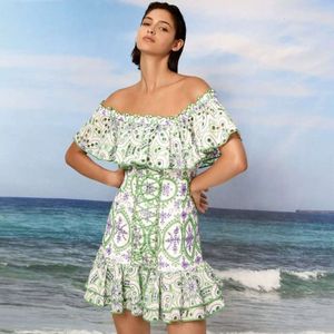 Robe de créateurs non définie Espagne Brand Partydress Printing Robes de jupe à manches courtes pour les vêtements pour femmes Elegant Womandress de haute qualité Nouvelles tenues 2024