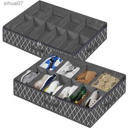 Caja de almacenamiento de zapatos debajo de la cama Organizador resistente con cremallera suave Ventana transparente Almacenamiento de armario de zapatos debajo de la cama para 12 pares de zapatos L230705