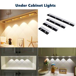 Onder Cabinet LED -bewegingssensorverlichting, USB -oplaadbaar, slanke staafvorm, dimmen, nachtlicht, voor kastkast keukengarderobe slaapkamer trappen 20 cm 30 60 80 cm