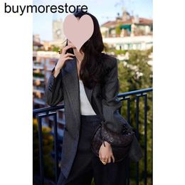 Sac sous les bras Gemelli BottegassVenetas en peau de mouton 7A Célébrités même style cette année Tempérament populaire Capable Gris foncé Costume Manteau Pantalon Ensemble deux pièces pour femme