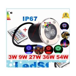 Ondergrondse lampen 12V 9W LED RGB Licht Decklamp Outdoor IP67 Begraven Verboordende vloerlampen Warm/koud wit roodblauw groen met afstandsbediening OTMVQ