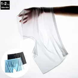 Sous-vêtements 1-2 pièces sous-vêtements ultra-minces sexy transparent 2024 maille glace soie hommes boxeurs nus sans couture grande taille boxershorts hommes