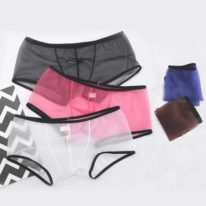 Onderbroek 1 stuk heren transparante boks ondergoed shorts ademende u-convex pocket mesh lage taille Q240430