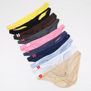 Onderbroek 10 -stcs/lot heren low rif -slips sexy ondergoed gay ijs zijden zijden mannen sissy penis pouch slipjes comfort bikini jockstrap