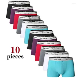 Onderbroek 10 stks/partij heren Merk Ondergoed Effen Kleur Antibacteriële Zachte Melk Zijde Shorts Sexy Boxer U-vorm Ademend voor Mannen