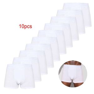 Sous-pants 10pcs Pack blanc 2024 hommes Poltie Polyester Underwear Male Brand Boxer and Underpants for Homme Luxury Set Shorts Box Box Kit Y240507