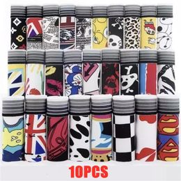 Sous-vêtements 10pcslotmen sous-vêtements shorts de bande dessinée drôle anime tendance imprimé doux tissu respirant boxer hommes sexy 230824