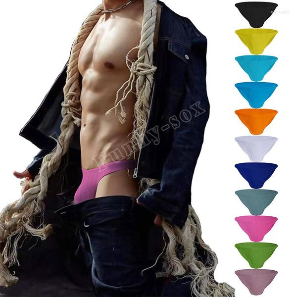 Calzoncillos de 11 colores sólidos para hombre, estilo Bikini, tela de algodón, entrepierna de una sola capa, ropa interior sencilla para hombre (Tanga)