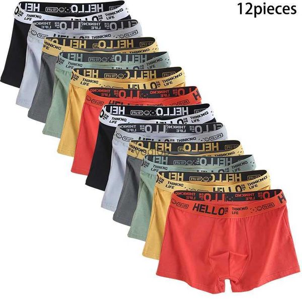 12 pièces hommes sous-vêtements hommes coton caleçon mâle pur hommes culottes Shorts respirant Boxer Shorts confortable doux grande taille