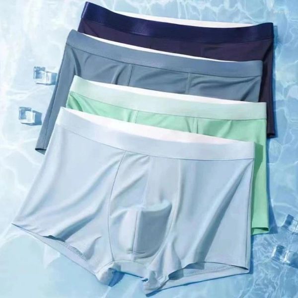 Calzoncillos 1pc boxers de hielo seda hombre interior boxeador boxeadores hombres transpirables y cómodos bragas de hombres pantalones cortos ultrafinas troncales