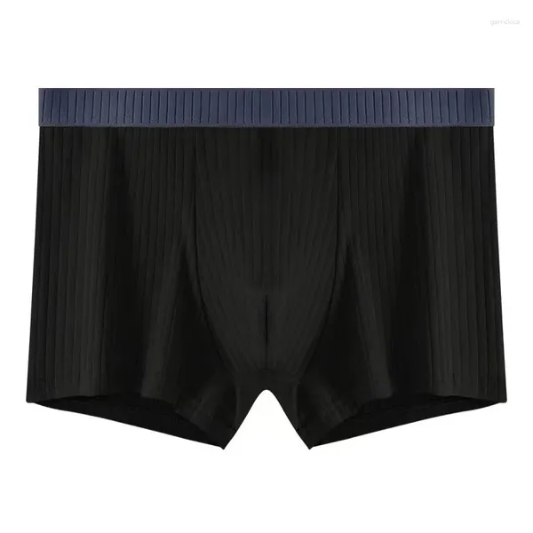 Sous-vêtements 1pc pour hommes haute élastique rayé boxer slips sous-vêtements coton taille respirant doux antibactérien culotte