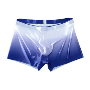 Sous-vêtements 1pc hommes glace soie u-convexe poche boxeurs shorts sexy voir à travers sous-vêtements ultra mince boxer slips homme culotte
