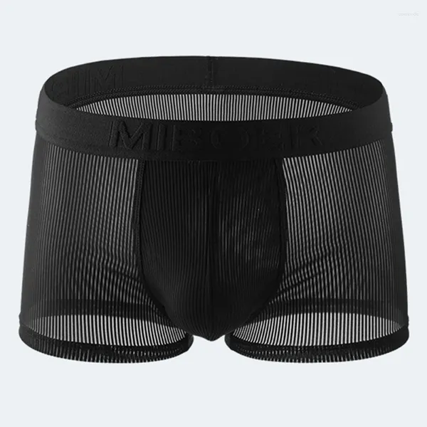 Sous-pants 1pc Mesh sexy pour hommes Voir à travers les boxers Shorts Milieuse de la taille du boxeur Summer homme culotte
