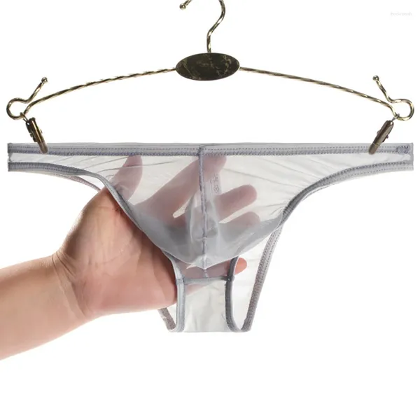 Sous-vêtements 1pc hommes transparents sexy slips shorts doux maille u-convexe pochette brève mâle culottes sous-vêtements lingerie