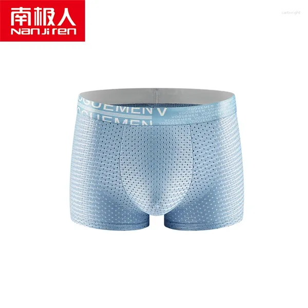 Calzoncillos 1 unid Nanjiren Ice Silk Men Boxer Ropa interior 3A Grafeno Antibacteriano Sólido Calzoncillo Ligero Secado rápido Transpirable Fresco Bragas masculinas