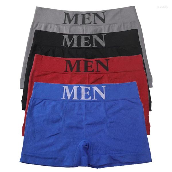 Calzoncillos 1 unid bragas sin costuras para hombre verano fino transpirable hombre ropa interior sólido cómodo masculino deportes pantalones cortos boxeadores negro azul