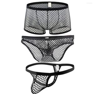 Slip 1PC Sexy hommes sous-vêtements avant convexe voir à travers slips maille culotte été respirant mince