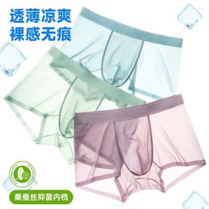 Sous-pants 1pcs hommes culotte mens de glace de glace boxers en soie sans couture de lingerie sexy