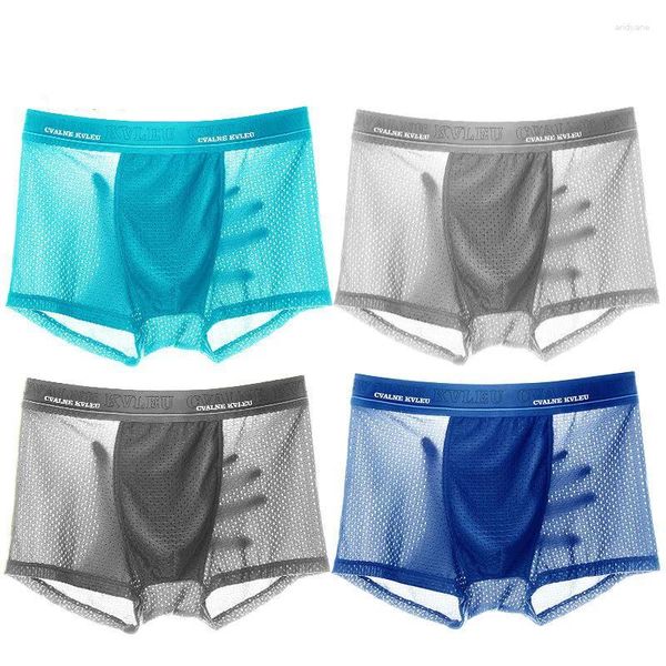 Sous-pants 2 / 4pcs / lot ventilate homme boxer marque hommes sous-vêtements Réseau de glace d'été Mesh Breathable Sexy Youth Shorts quatre confortables