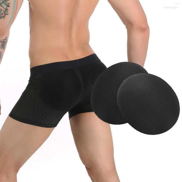 Calzoncillos 2 unids/par calzoncillos moldeadores de cadera acolchados BuPad ropa interior Sexy para hombres esponja potenciadora Push Up Cup bragas levantador al por mayor