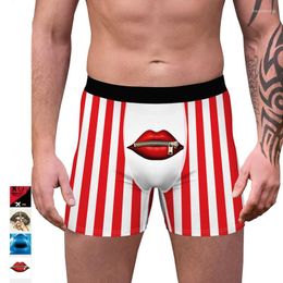 Onderbroek 2023 Autumn Red Lips Pantie 3D Digitale printen Sexy herenondergoed Adembouten Boxer -briefs OTAAIK Q520