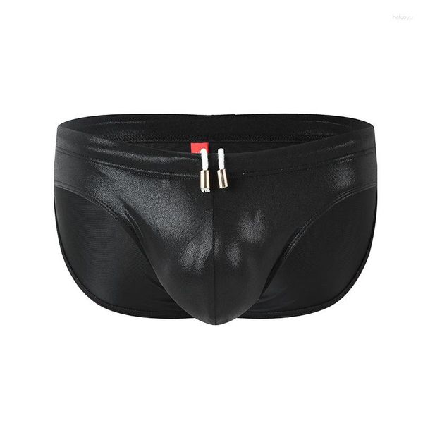 Slip 2023 marque mode Sexy hommes tongs sous-vêtements en cuir taille basse respirant confortable doux mâle Gay Homme slips