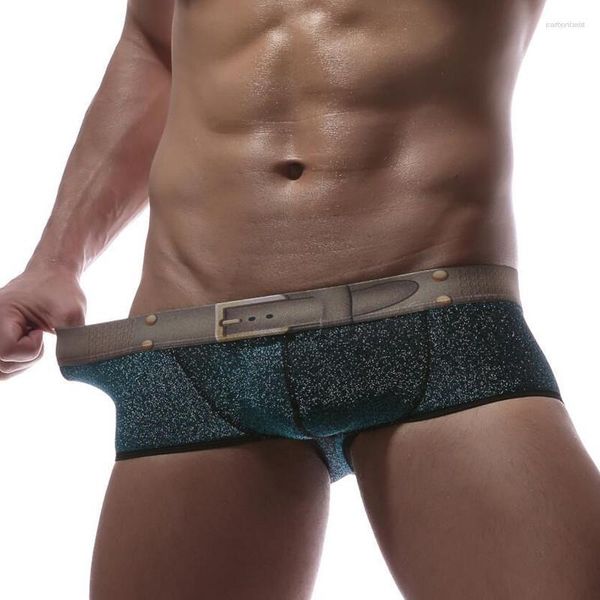 Calzoncillos 2023 moda brillante poliéster bulto pene bolsa hombres sexy divertido boxeadores ropa interior gay masculino novedad resbalón jockstrap bragas lencería