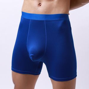 Onderbroek 2023 Men's lange boksers shorts ademende mesh ondergoed sportrust lopen losse Europese size broek