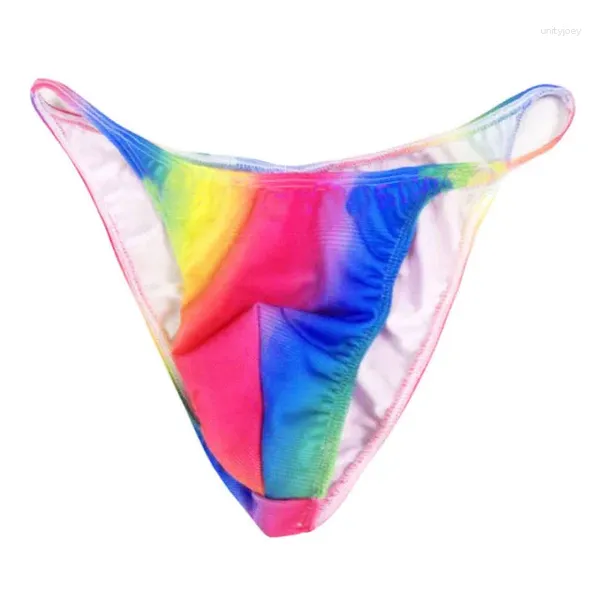 Sous-vêtements 2024 Mode Sexy Hommes Sous-vêtements Drôle Respirant Homme Slip Pénis Poche Arc-En-Rayé Cueca Gay Jockstrap