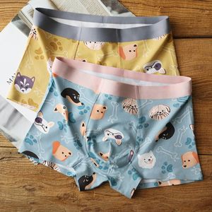 Sous-vêtements 2pcs mignon chien imprimé mâle boxeurs marque de haute qualité modal coton hommes sous-vêtements mida taille garçon