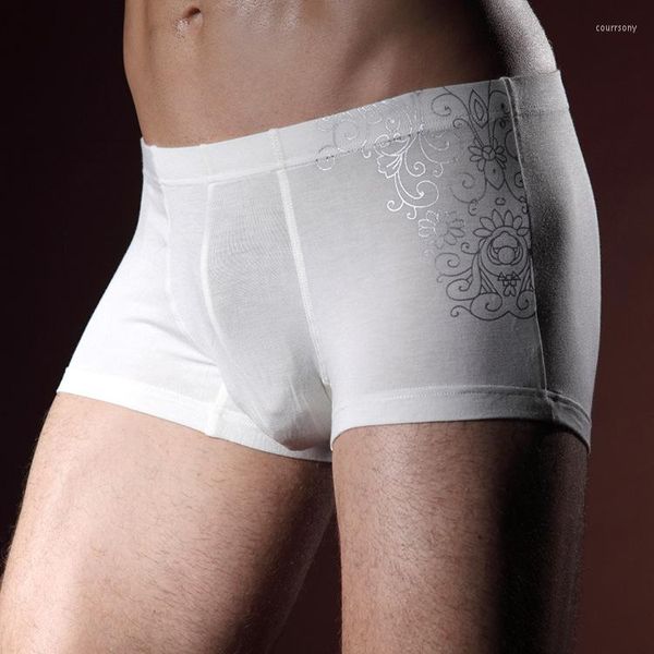 Slip 2pcs / lot Lettre Sous-Vêtements Hommes Sexy Blanc Modal Extensible Boxers Qualité Confortable Garçon Shorts Bas 2023 Hommes Vêtements 153015