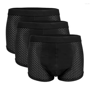 Onderbroek 2 stks/lot heren zomer ademende boksers shorts sexy mesh u zak ondergoed vast zacht comfortabel comfortabel