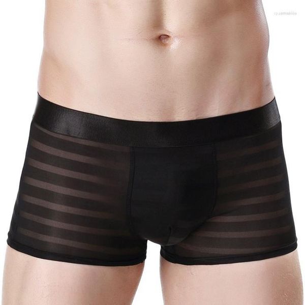 Caleçon 2 pièces hommes sous-vêtements Boxer Modal Fiber de bambou Shorts glace maille trou creux respirant Sexy confortable Boyshort