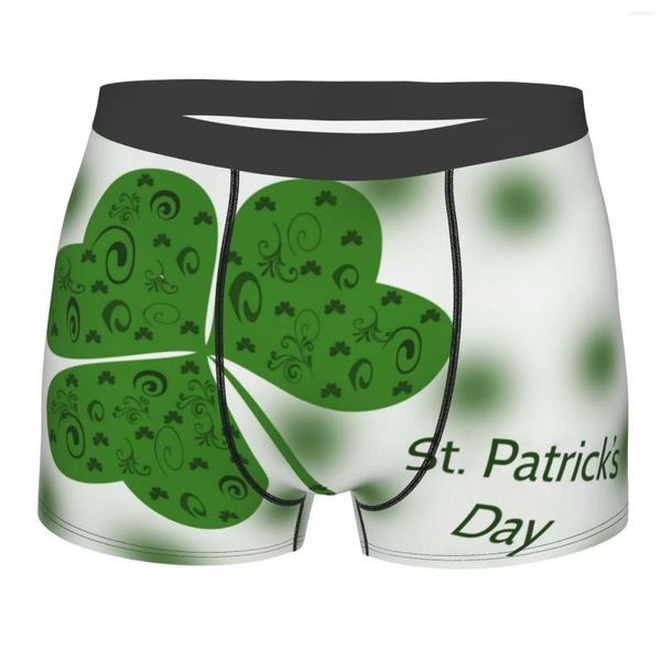 Calzoncillos de 3 hojas de trébol para el Día de San Patricio, calzoncillos bóxer para hombre, estampado de doble cara, suave, transpirable, lavado a máquina, poliéster